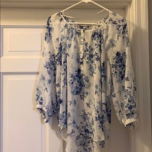 Lauren Conrad Floral Semi-sheer Top Blouse Large